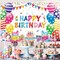 Birthday Decorations Kit, Birthday Party Banner, Honeycomb Balls, Metallic Hanging Swirls, Circle Garland, Colorful Birthday Decorations